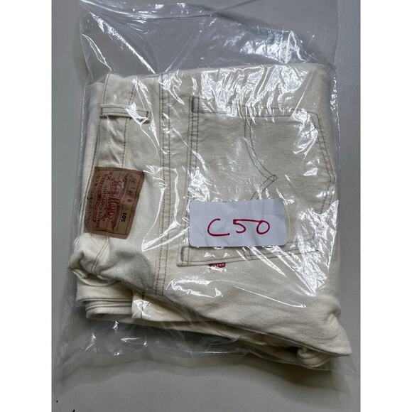Levis 501 Vintage 90s USA XX Straight Leg Jeans White Light Wash 38x30 Act 36x30 - Picture 16 of 16